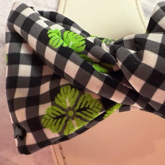 Kate Spade Bikini Sandal in Rad Green New Gingham Jacquard